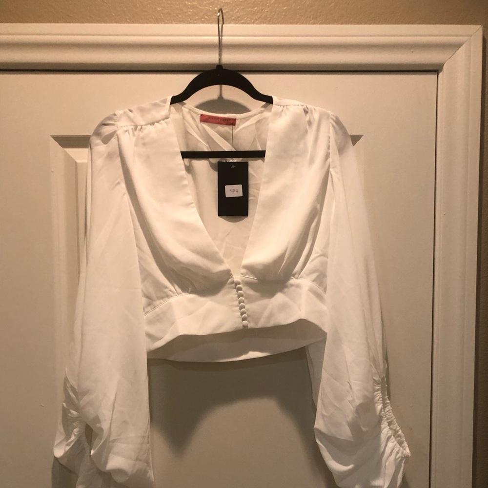 NWT balloon sleeve crop top-white